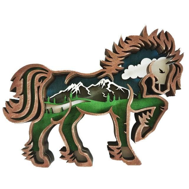 Estátua de madeira | cavalo - Kitsune | Loja Geek
