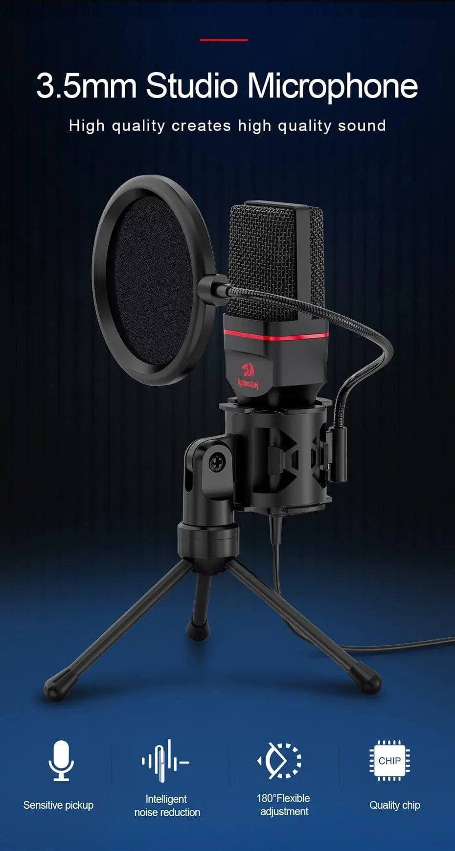 Microfone - Redragon Seyfert GM100 - Kitsune | Loja Geek